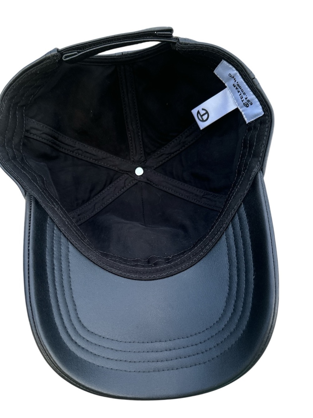 Telfar Logo Embossed Hat Black Faux Vegan Leather Adjustable Baseball Streetwear - Picture 5 of 6